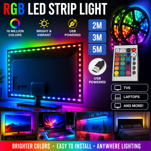 Led strip lights 5m rgb - led,