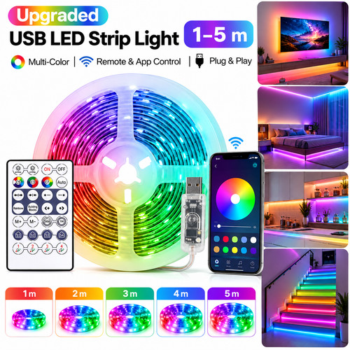 Rgb led strip lights - 1-5m,
